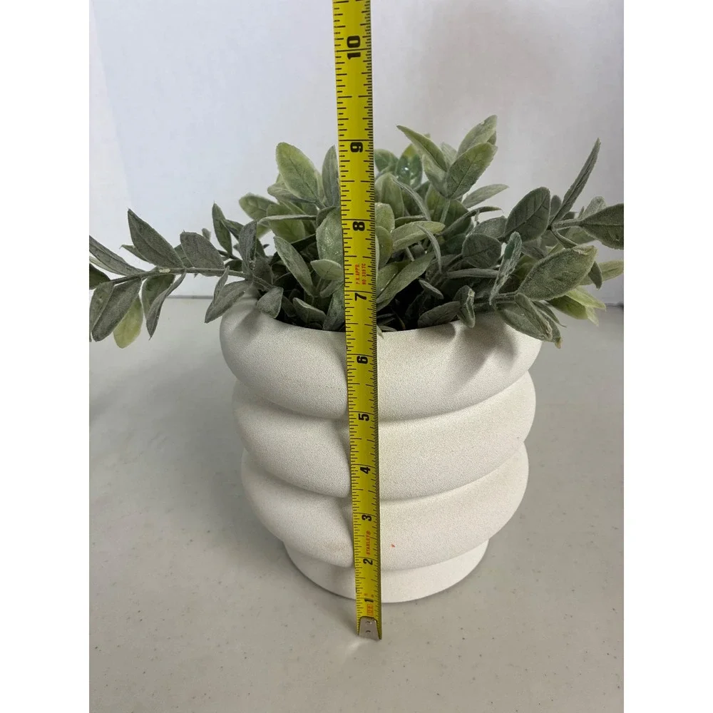 Better Homes & Gardens 6‎ Inch Chinooke White Ribbed Ceramic Faux Plant Planter